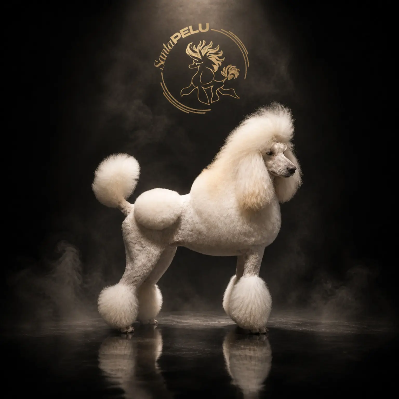 Caniche blanco con acabado técnico Santa Pelu